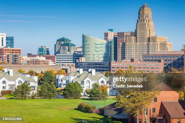 townhouses and downtown buffalo new york usa - buffalo new york stock pictures, royalty-free photos & images