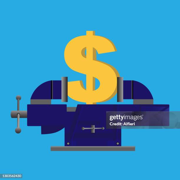 ilustrações de stock, clip art, desenhos animados e ícones de dollar being squeezed - alicate bloqueador