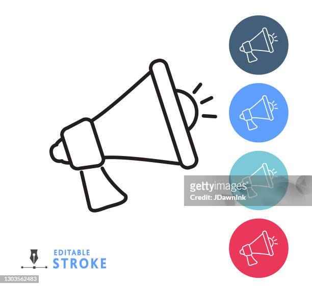 customer service and contact information megaphone thin line icon - editable stroke - megaphone stock illustrations