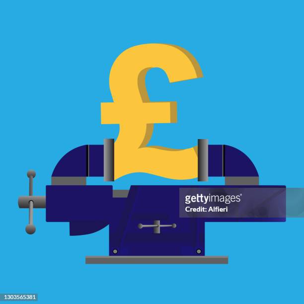 pound being squeezed - british currency stock illustrations