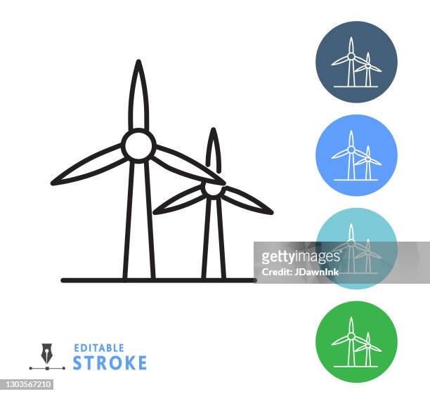 ilustrações de stock, clip art, desenhos animados e ícones de wind turbines line art icon - windturbine