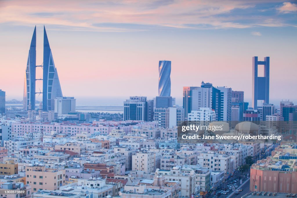 View of city skyline, Manama, Bahrain, Middle East