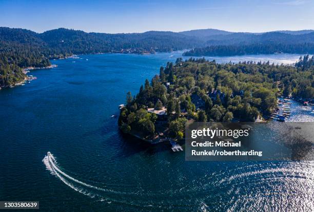aerial of lake arrowhead, california, united states of america, north america - lake arrowhead california stock pictures, royalty-free photos & images