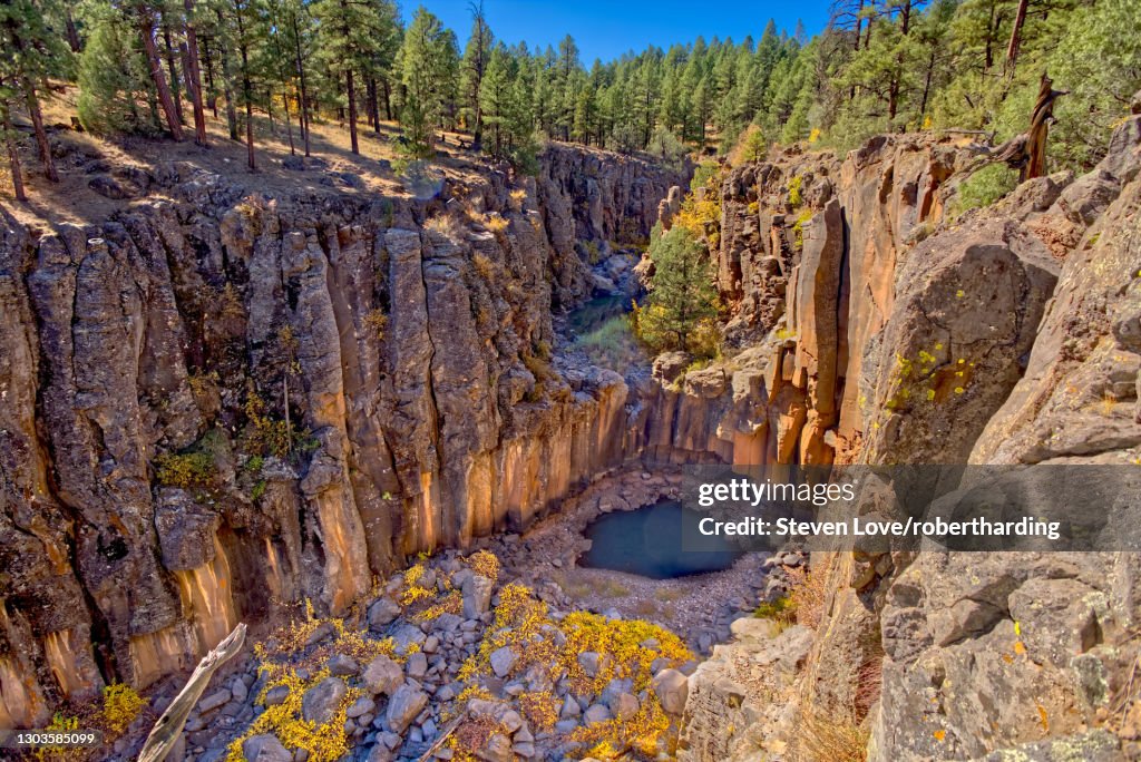 Cliffs of Sycamore Falls with dry inactive waterfalls, Kaibab National Forest near Williams, Arizona, United States of America, North America