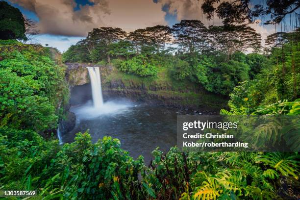 rainbow falls, big island, hawaii, united states of america, north america - water fall hawaii - fotografias e filmes do acervo