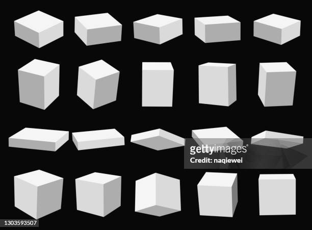 vector 3d cube plaster model collection - box mockup stock illustrations