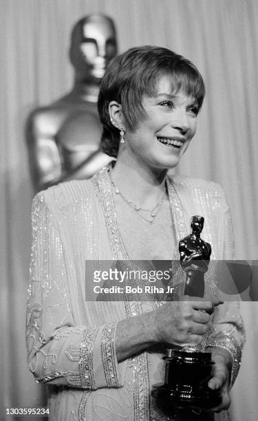 Shirley MacLaine backstage at the 56th Annual Academy Awards Show, April 9, 1984 in Los Angeles, California.
