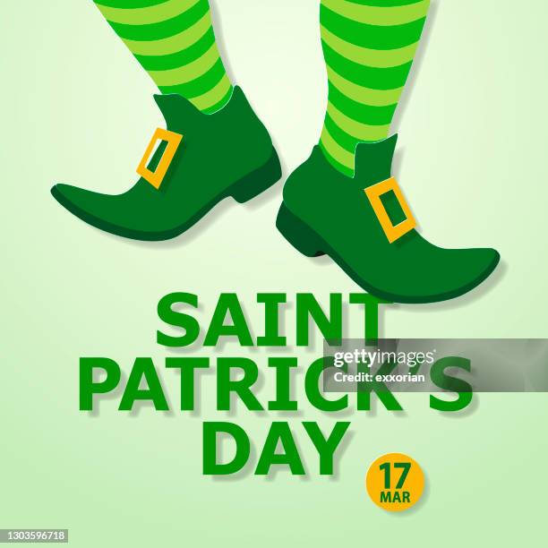 st patrick’s day leprechaun feet - leprechaun stock illustrations