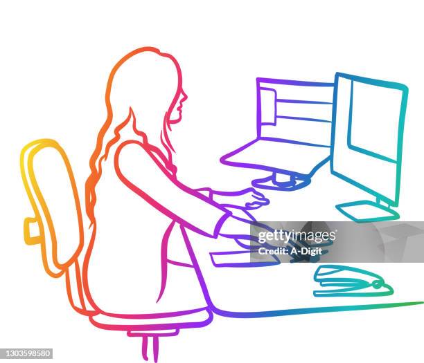 administrationdesktopwork - reception screen stock illustrations
