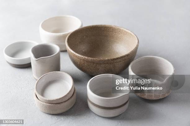 ceramic tableware. close-up. - blue cup stockfoto's en -beelden