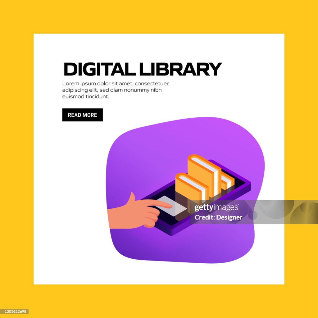 Digital Library Concept Vector Illustration For Website Banner ...