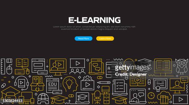 e-learning, online education and distance education related modern vector illustration - library vector stock illustrations