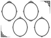 A set of oval frames with classic European style decorations