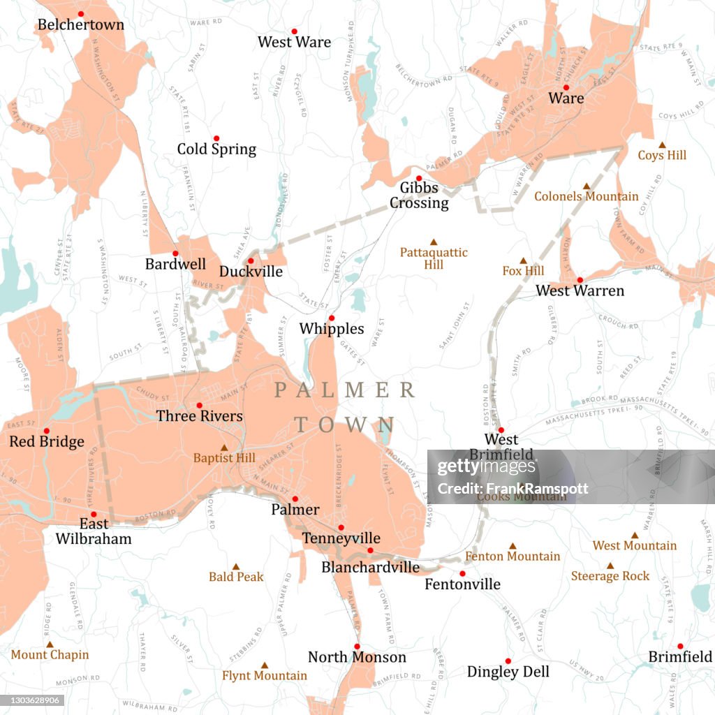 MA Hampden Palmer Town Vector Road Map