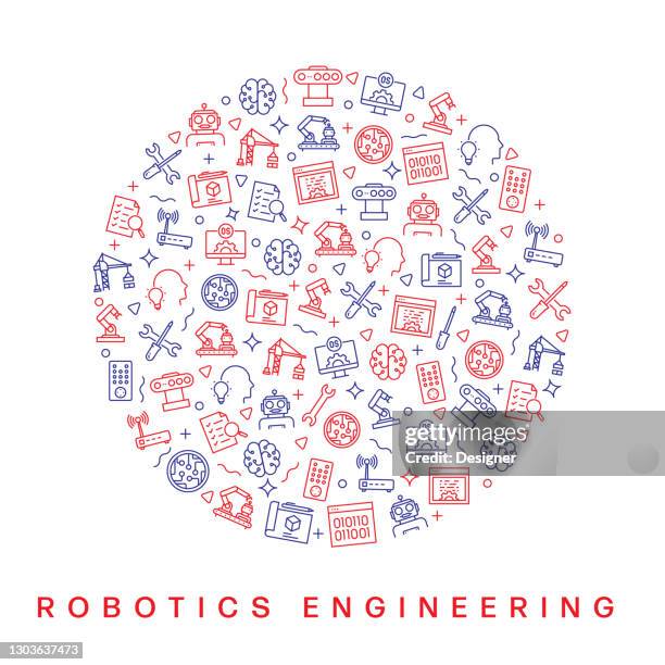 robotics engineering related pattern design - factory worker tablet stock illustrations