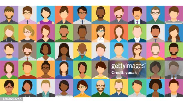 collage of multiethnic people - large group of people stock illustrations