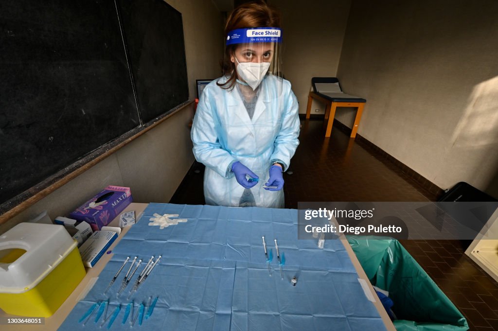 First Vaccinations Of Elderly Over 80 People In Turin