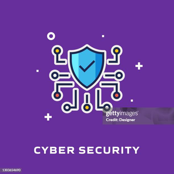 cyber security flat line icon, outline vector symbol illustration. - computer bug stock illustrations