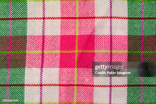 close-up plaid fabric pattern and texture and textile background. - wool textures stock pictures, royalty-free photos & images