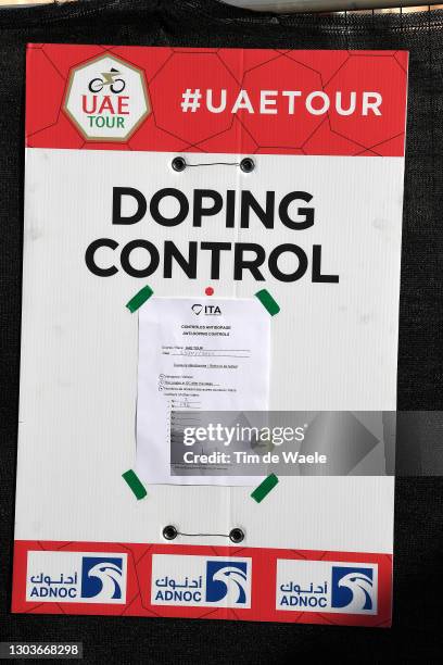 Arrival / Doping control during the 3rd UAE Tour 2021, Stage 3 a 166km stage from Al Ain - Strata Manufacturing to Jebel Hafeet 1025m / Detail view /...