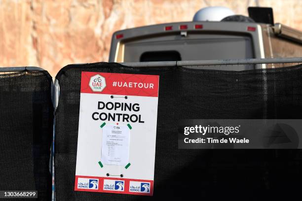 Arrival / Doping control during the 3rd UAE Tour 2021, Stage 3 a 166km stage from Al Ain - Strata Manufacturing to Jebel Hafeet 1025m / Detail view /...