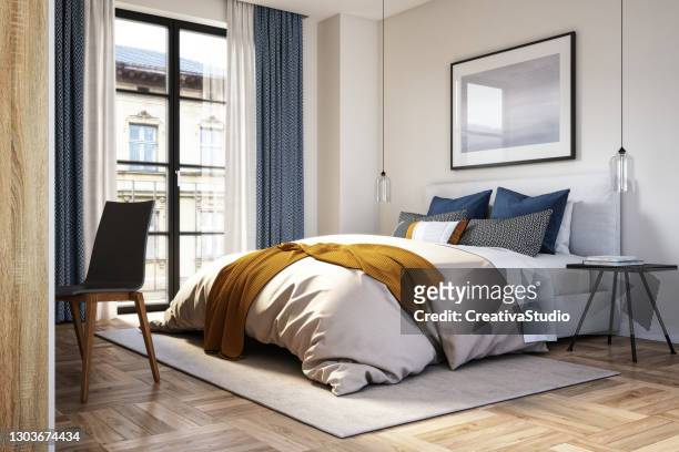modernes schlafzimmer interieur - stockfoto - design bedroom stock-fotos und bilder