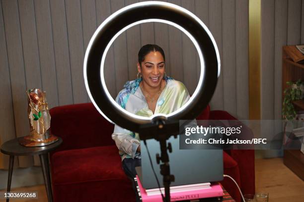 Sophie, Countess of Wessex appears via video link to present Designer Priya Ahluwalia with the Queen Elizabeth II Award for British Design during LFW...