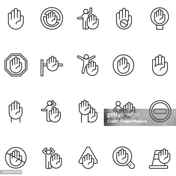 illustrazioni stock, clip art, cartoni animati e icone di tendenza di icona interrompi set di icone - segnale di stop
