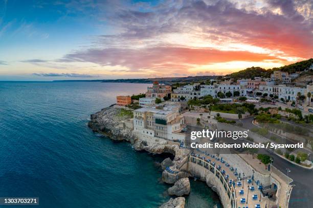 santa cesarea terme tourist resort, salento, italy - adriatic sea italy stock pictures, royalty-free photos & images