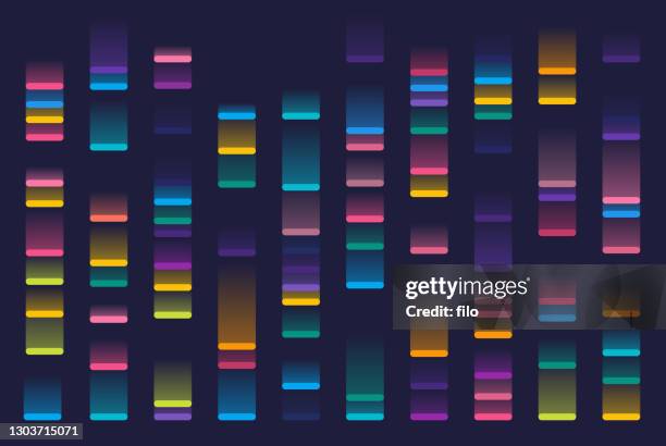 ilustrações, clipart, desenhos animados e ícones de dna gel executar fundo abstrato - cromossoma