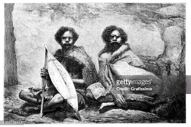 1861年澳大利亞維多利亞省的兩名原住民 - 少數族群 幅插畫檔、美工圖案、卡通及圖標