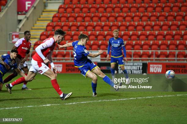Ryan Yates of Nottingham Forest scores their sides first goal during the Sky Bet Championship match between Rotherham United and Nottingham Forest at...