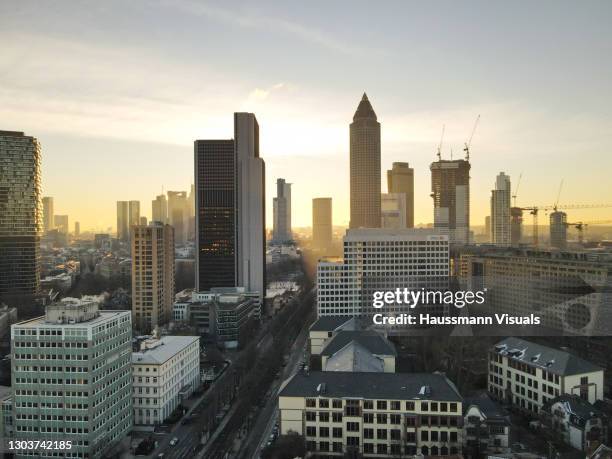 aerial shot frankfurt - frankfurt main fotografías e imágenes de stock