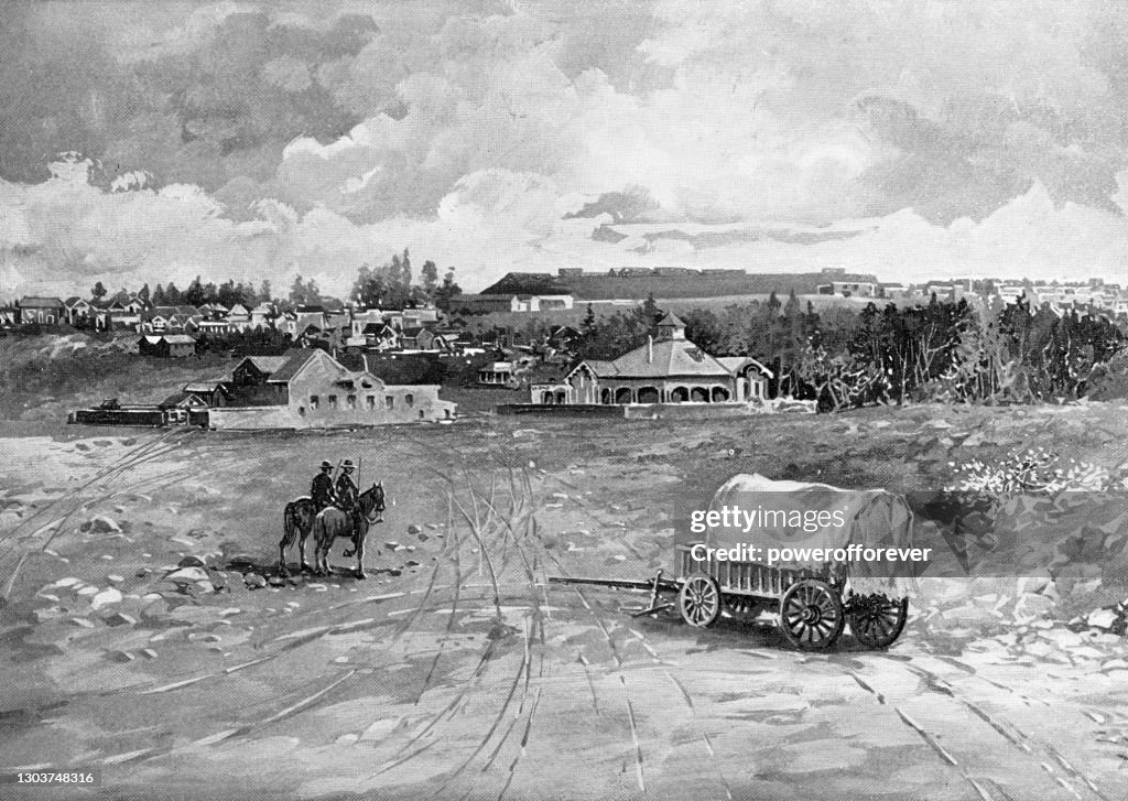 Cityscape with Constitution Hill in Johannesburg, South Africa - 19th Century