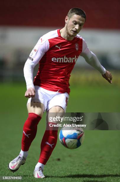 Ben Wiles of Rotherham United controls the ball during the Sky Bet Championship match between Rotherham United and Nottingham Forest at AESSEAL New...