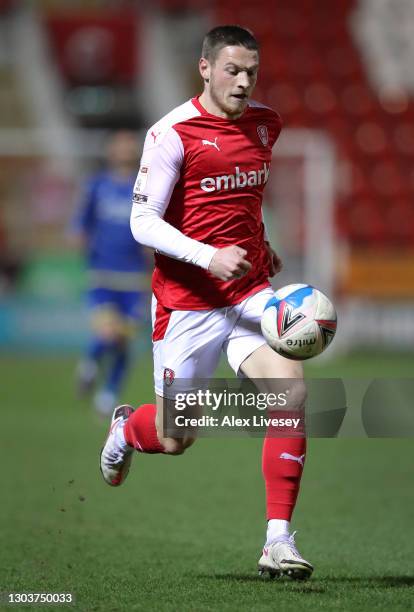 Ben Wiles of Rotherham United runs with the ball during the Sky Bet Championship match between Rotherham United and Nottingham Forest at AESSEAL New...