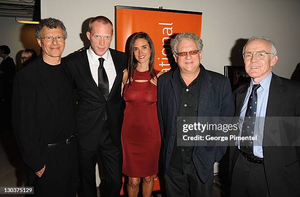 Director Jon Ameil, actor Paul Bettany, actress Jennifer Connolly producer Jeremy Thomas and author Randall Keynes attend the "Creation" premiere at...