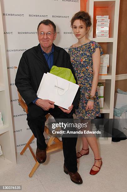 Actor Tom Wilkinson and daughter Alice Wilkinson attend The Belvedere Luxury Lounge in honor of the 80th Academy Awards featuring Rembrandt, held at...