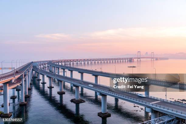 xinghai bay bridge, dalian city, liaoning province, china - bridge card game stock pictures, royalty-free photos & images