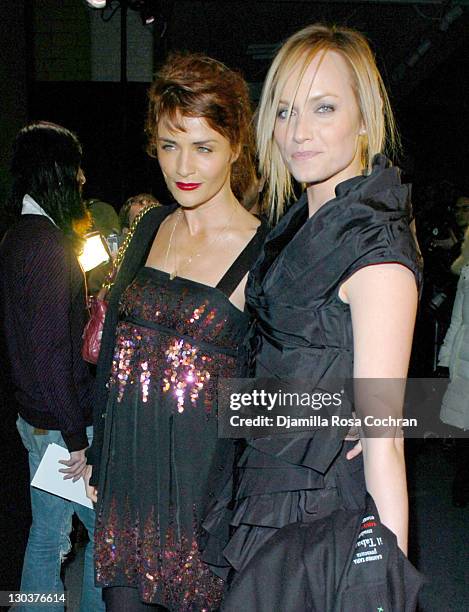 Helena Christensen and Amber Valletta during Mercedes-Benz Fashion Week Fall 2007 - Marc Jacobs - Arrivals at New York State Armory in New York City,...