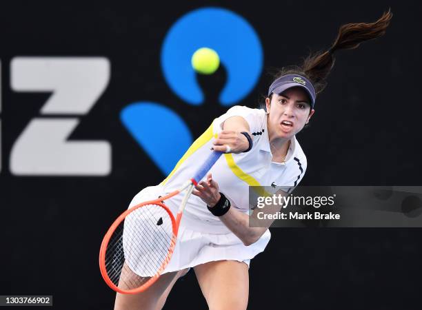 Christina McHale of the USA serves during her match Anastasia Sevastova of Latviaagainst on day three of the Adelaide International WTA 500 at...