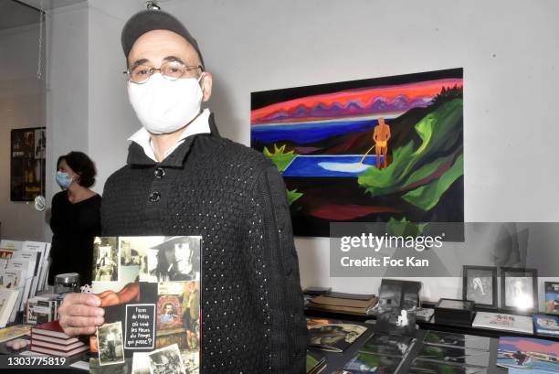 Tom de Pekin poses with her work during "Ou Vont Les Fleurs Du Temps Qui Passe" : Tom de Pekin Solo Show At Galerie Arts Factory on February 23, 2021...