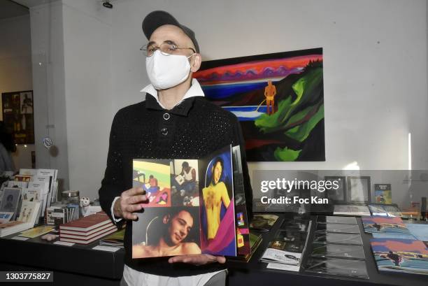 Tom de Pekin poses with her work during "Ou Vont Les Fleurs Du Temps Qui Passe" : Tom de Pekin Solo Show At Galerie Arts Factory on February 23, 2021...