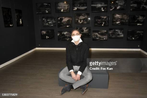 Tom de Pekin poses with her work during "Ou Vont Les Fleurs Du Temps Qui Passe" : Tom de Pekin Solo Show At Galerie Arts Factory on February 23, 2021...