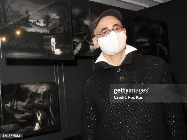 Tom de Pekin poses with her work during "Ou Vont Les Fleurs Du Temps Qui Passe" : Tom de Pekin Solo Show At Galerie Arts Factory on February 23, 2021...