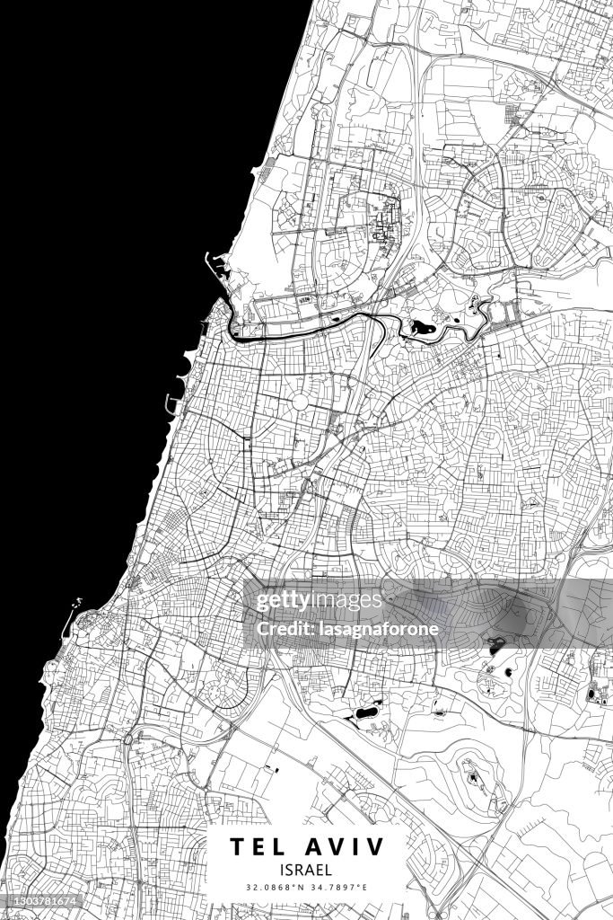 Tel Aviv, Israel Vector Map