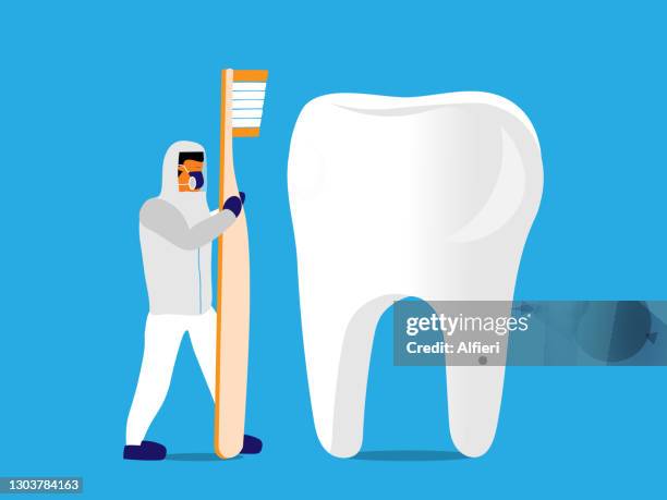 brushing teeth - taking standardized test stock illustrations