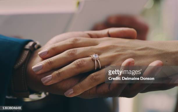 there's no turning back now - black women engagement rings stock pictures, royalty-free photos & images