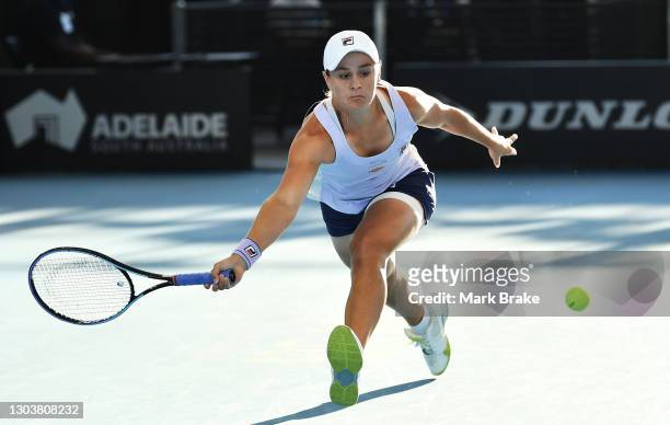 Ashleigh Barty of Australia during her match against Danielle Collins of the USA on day three of the Adelaide International WTA 500 at Memorial Drive...
