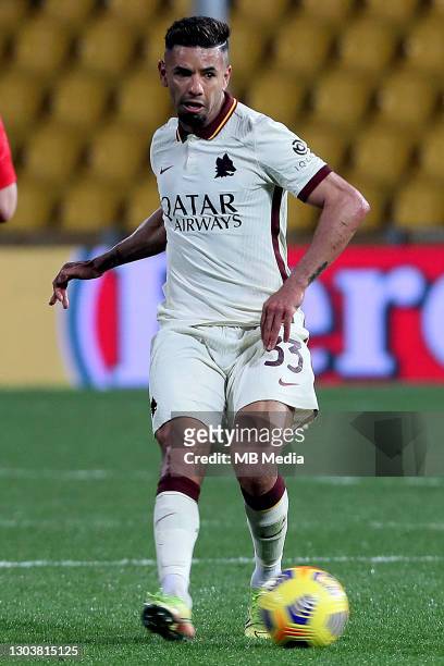 Bruno Peres of AS Roma in action ,during the Serie A match between Benevento Calcio and AS Roma at Stadio Ciro Vigorito on February 21, 2021 in...